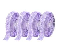 4 Rolls Purple Resin Rhinestone Ribbons Self-Adhesive Crystal Ribbon Roll Glitter Resin Diamond Belt Bling Sparkling Diamond Ribbon Bling Stickers Wrap Crystal Roll for DIY Arts Crafts,15mm