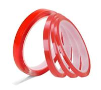 4 Rolls Red Clear Double Sided Tape, Tape Double Sided Scotch, Red Liner Strong Sticky Self-Adhesive for Mobile Repair Screen Assembly Crafting DIY Projects
