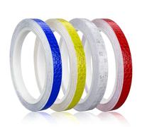 4 Rolls Reflective Tape, 10mmx8M/0.4x26FT Self Adhesive Security Tape Reflective Tapes Outdoor Waterproof Car Road Outdoor Bikes Helmets Motorcycle (Red Yellow Bule White)