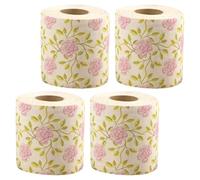 4 Rolls Rose Print Toilet Paper Roll with Floral Pattern | Natural Bamboo Pulp, Vivid Printed Finish, Holiday Bathroom Makeover, Easy to Store for Gift Baskets