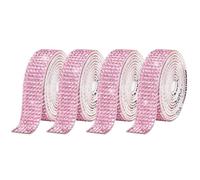 4 Rolls Self-Adhesive Crystal Rhinestone Diamond Ribbon DIY Decoration Sticker Resin Ribbon Roll Belt Bling Sparkling Wrap for DIY Arts Crafts(Pink,14mm)