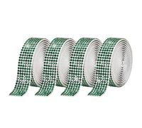 4 Rolls Self-Adhesive Crystal Rhinestone Diamond Ribbon DIY Decoration Sticker Resin Ribbon Roll Belt Bling Sparkling Wrap for DIY Arts Crafts(Green,14mm)