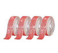 4 Rolls Self-Adhesive Crystal Rhinestone Diamond Ribbon DIY Decoration Sticker Resin Ribbon Roll Belt Bling Sparkling Wrap for DIY Arts Crafts(Red,14mm)