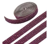 4 Rolls Self Adhesive Crystal Ribbon, Sticky Gems Rhinestone Strip Glitter Gemstone, Diamond Wrap for DIY Crafts/Clothes/Gift Decoration (Purple)