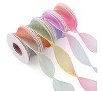 4 Rolls Sheer Organza Ribbon 40mm x 9m, Shimmer Fishtail Chiffon Ribbon for Gift Wrapping, Bow Making, Wedding Decorations, Party Decorations,Baby Shower,Floral Bouquets,DIY Crafts (4 Gradient Colors)