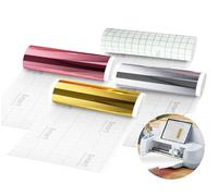 4 Rolls Smart Vinyl Permanent for Cricut Explore 3/Maker 3, Smart Adhesive Vinyl Permanent 33x100cm Metallic Chrome Gold Silver Rose Gold Transfer Foil Vinyl Film for DIY Window Cups Cars Banners