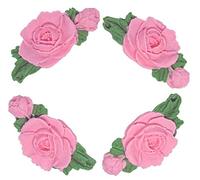 4 Rose Flower Garlands Edible Cake Decoration (Pink)