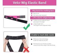 4 Rose-Red Non-Slip Headbands And 2 Black Hair Nets, Adjustable Elasticity On Both Sides, Fixed Edges Of The Wig, Practical Elastic Hair Accessories.