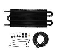 4 - Row Aluminum Oil Cooler for Transmission Power Steering, Universal Engine Oil Radiator Cooling Accessory with Silicone Tube and Clamps for All Vehicles