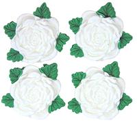 4 RS Roses Flower Cupcake Cake Topper Decorations (White)
