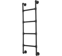 4-Rung Bunk Bed Ladder, 4.1×1.5FT Wall Mount Basement Window Well Egress, Black Wrought Iron Industrial Pipe Step Loads 330lbs, Indoor Outdoor Metal for Attic Loft Dorm RV Deck Wall