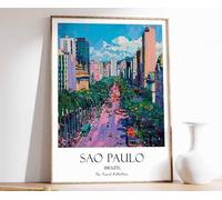 4 Sao Paulo Print Sao Paulo Travel Poster Brazil Travel Print Tropical Decor Brazil Wall Art La A4 Poster on Canvas - Wall Art Home Decor Movie Poster Canvas Film Cinema Retro Vintage Cult Classic No