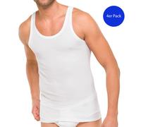 4 Schiesser Men Undershirts Cotton, Sleeveless, Fine Ribbed Cotton Basic - We...