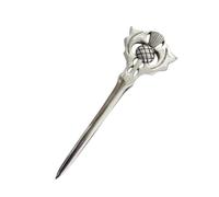 4” Scottish Thistle Kilt Pin - Silver Finish Highland Sword Hilt Design | Traditional Celtic Kilt Accessory for Formal Wear