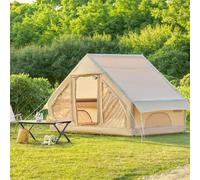 4-Season Inflatable Tent for 3-5 People - Waterproof & Windproof Family Camping Tent with Large Vestibule, Quick Setup, Includes Hand Pump, Ideal for Glamping & Outdoor Adventures