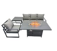 4 Seat Aluminium 3 Seat Sofa Gas Fire Pit Table Sets&Chair Side Table Fimous Dark Grey One Size