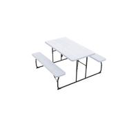 4-Seat Foldable Picnic Table Set | Compact HDPE Woodgrain Benches & Table, White The hot sale White