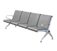 4-Seat Gray Waiting Room Bench - Comfortable Office Reception Chairs with Armrests & Backrests - Perfect for Hospitals Salons Conference Rooms & Airport Lounges