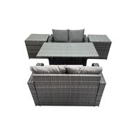 4 Seat Outdoor Dining Table Sofa Sets with 2 Side Tables Fimous Dark Grey One Size