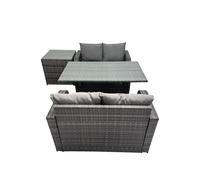 4 Seat Outdoor Dining Table Sofa Sets with Side Table Fimous Dark Grey One Size