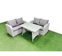 4 Seat Outdoor Love Sofa Set Rattan Garden Furniture Set Fimous Light Grey One Size