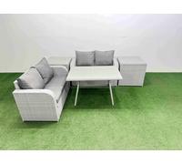 4 Seat Outdoor Love Sofa Sets Rattan Garden Furniture Set Fimous Light Grey One Size