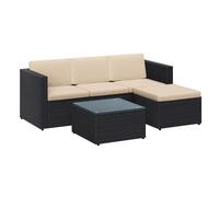 Songmics Garden Furniture Set, Pe Rattan Patio Furniture Set, With Cushions And Glass Table, Black And Taupe