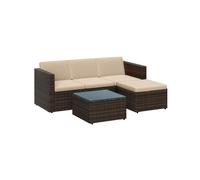 Songmics Garden Furniture Set, Pe Outdoor Corner Sofa Couch, Handwoven Rattan Patio Conversation Set, Brown And Taupe