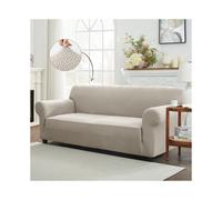 (4 Seater, Beige) Sofa Polyester Stretch Sofa Cover - Anti-Slip, Soft, Armchair to 4-Seater Slipcover - BedLooms
