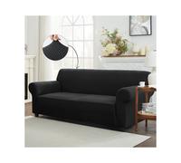 (4 Seater, Black) Sofa Polyester Stretch Sofa Cover - Anti-Slip, Soft, Armchair to 4-Seater Slipcover - BedLooms