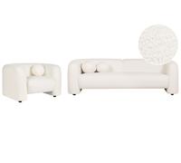 Beliani Living Room Set 4 Seater Leiren Boucle White