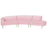 4 Seater Curved Velvet Sofa Pink MOSS