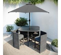4 Seater Grey Rattan Cube Garden Dining Set with Matching Parasol
