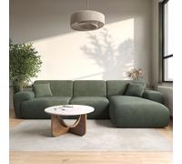 4 Seater L-Shape Chaise Corner Sofa in Green Chenille - Mahalia