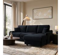 4 Seater Pull-Out Chaise Corner Sofa Bed with Storage in Navy Chenille - Quinn