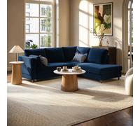 4 Seater Pull-Out Corner Sofa Bed with Storage in Navy Blue Velvet - Boe