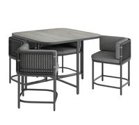 4-Seater Rattan Dining Set Charcoal Grey 100x100x72.5cm PE Rattan Galv Steel PE