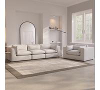 4 Seater Sofa and Love Seat Set in Beige Boucle - Hudson