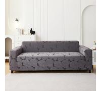 4 Seater Sofa Cover Grey Palm Leaves Pet Stretch Sofa Covers Protectors Soft Spandex Elastic Covers for Sofas Couch Cover Machine Washable Universal Slipcovers Thick Non Slip