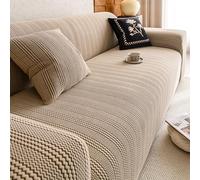 4 Seater Stretch Sofa Slipcover with Pillowcase, All-Inclusive Non-Slip Dustproof Cover for 235-300cm Sofas, High Elastic Scratch Resint Fur Protector, Color E
