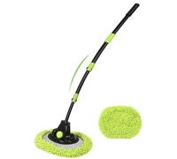 4 Sections 15°Car Wash Brush 51.6” 131cm with Telescopic Aluminum Alloy Long Handle Denser Chenille Microfiber Detail Washing Mop for Exterior Interior Car RV SUV Truck Boat Solar Panel House Clean