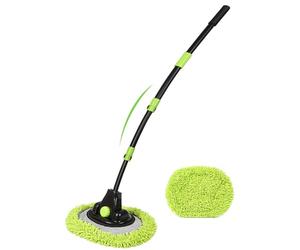 4 Sections 15°Car Wash Brush 51.6” 131cm with Telescopic Aluminum Alloy Long Handle Denser Chenille Microfiber Detail Washing Mop for Exterior Interior Car RV SUV Truck Boat Solar Panel House Clean