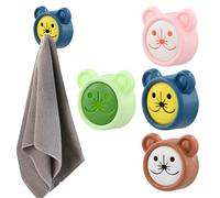 4 Self Adhesive Towel Racks, Tea Towel Racks, Cartoon Wall Mounted Towel Racks, Push In Storage, No Drilling Required, For Towels, Rags, Face Towels, Dish Towels, Bathroom and Kitchen