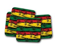 4 Set - Abstract Cannabis Pattern Coaster - La Marijuana Weed Medic #16551