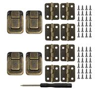 4 Set Antique Latch Lock, Retro Decorative Hasp, 38mm Retro Decorative Bronze Hasp, Jewelry Cases Catch for Wood Boxes Jewelry Box Cabinet with Screws and Screwdriver (Bronze)