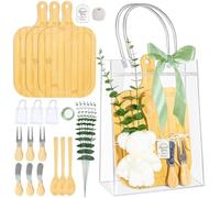 4 Set Baby Shower Game Prizes for game winners adults, Bamboo Mini Charcuterie Boards with Spoon Fork Towel & Gift Bags, Bridal Shower Prizes Gifts for Guests - All-in-One Adult Party Favors