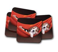 4 Set - Beagle Puppy Drinks Coaster - Cute Dog Puppies Mum Fun #8432