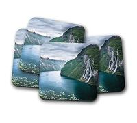 4 Set - Beautiful Norway Fjord Coaster - Waterfall River Travel #13012