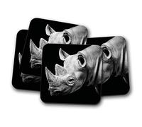 4 Set - Beautiful Rhino Coaster - Rhinoceros Wild Animal Zoo Fun #8578