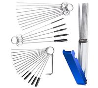 4 Set Carburetors Carbon Dirt Jet Remove Cleaner, FineGood 13 Cleaning Wires Set, 20 Cleaning Needles, 10 Nylon Brushes, 1 Stainless Steel Wrench Tool Kit for Motorcycle ATV Moped Welder Carb